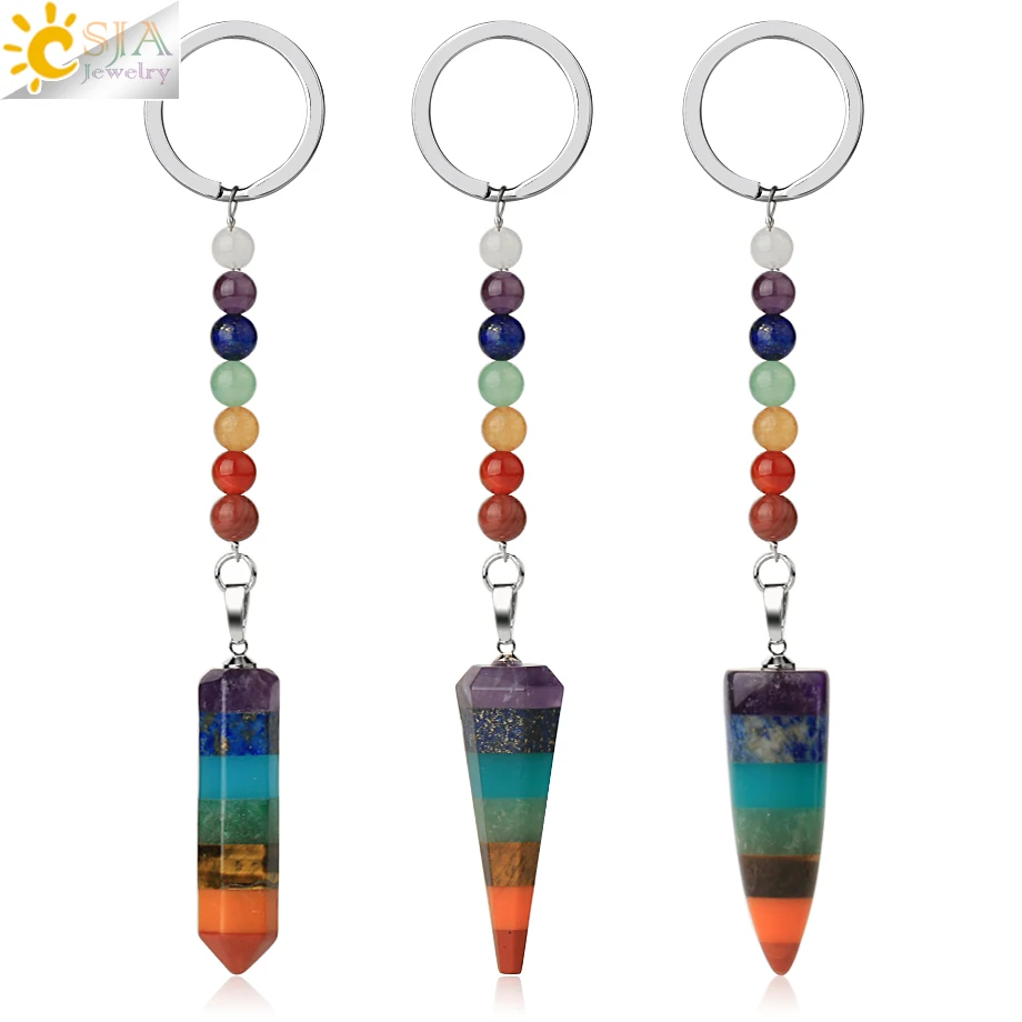 CSJA брелок колцо для ключей цепь автомобильных сумок аксессуары рейки Йога 7 Чакра