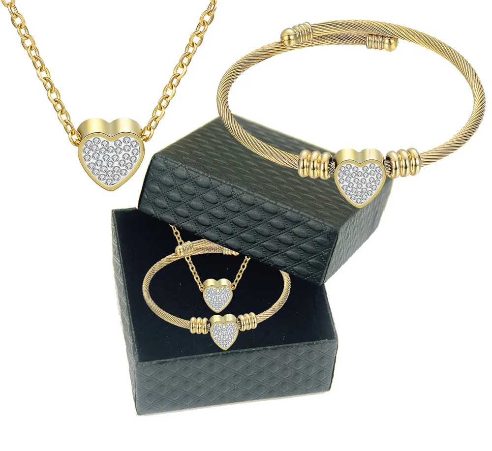 Ожерелье и браслет женские из титановой стали модный Открытый с подвеской в виде