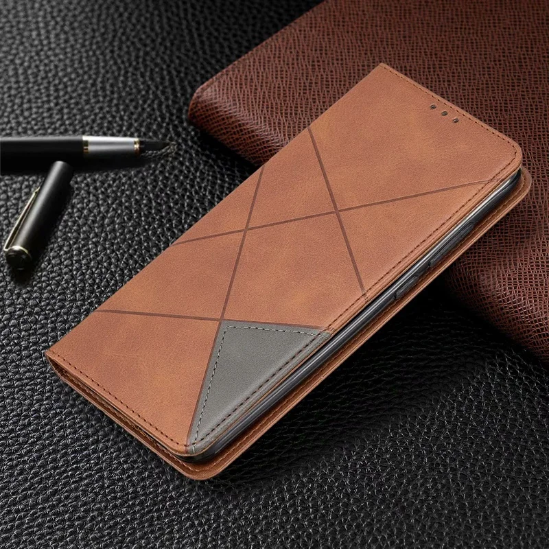 Кожаный чехол-книжка с геометрическим рисунком для RedMi Note 8 Pro 8T 8Pro 9 9S 9C 9A 9Pro 10 10S