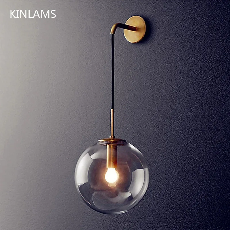 

Nordic Wall Lights Modern LED Wall Lamps Indoor Glass Ball Bathroom Mirror Beside American Retro Sconce Wandlamp Aplique Murale