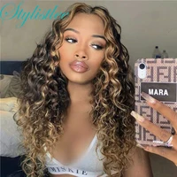 ombre 13x4 lace front wig kinky curly wig human hair deep wave frontal wig for women brazilian highlight colored human hair wig