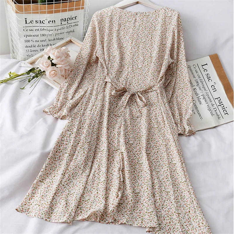 Женское винтажное платье миди с квадратным вырезом длинным рукавом и высокой