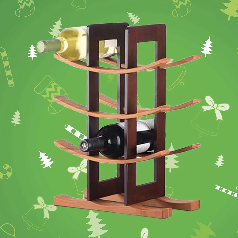 

Wooden Red Bottle Rack Wooden Rack Adornment Bamboo Red Rack Household Bottle Storage Rack (Black)