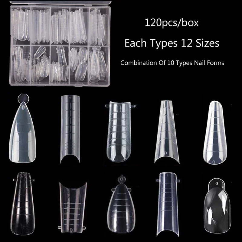 

Clear Dual Nail Forms Full Cover Quick Building Gel Mold Tips DIY Nail Extension Accessoires Manicure Tools
