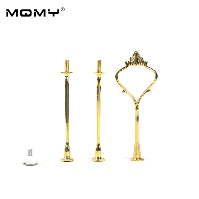 

100pcs / Lot Gold 3-Tier Crown Fruits Cupcakes Stand Holder Cake Plate Stand Centre Handle Fittings
