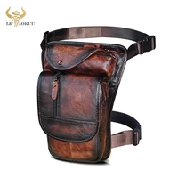natural leather men design casual 8 messenger bag fashion multifunction travel fanny waist belt pack drop leg bag male 3112