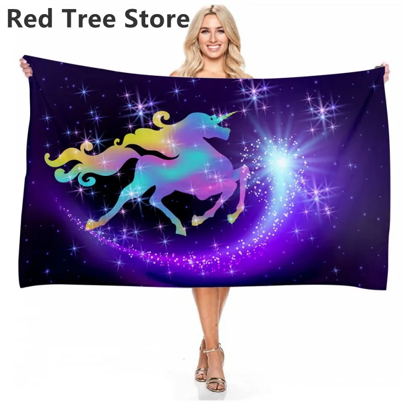 

Cartoon Unicorn Kids Bath Towel Soft Microfiber Beach Towel for Kids Girl Woman Floral Purple Picnic Mat 75x150 Thin Blanket