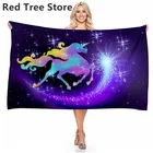 Тонкое одеяло 75x150 с мультяшным единорогом для детей, ванной комнаты, пляжное полотенце для детей, девушек, женщин, Цветочный фиолетовый коврик для пикника