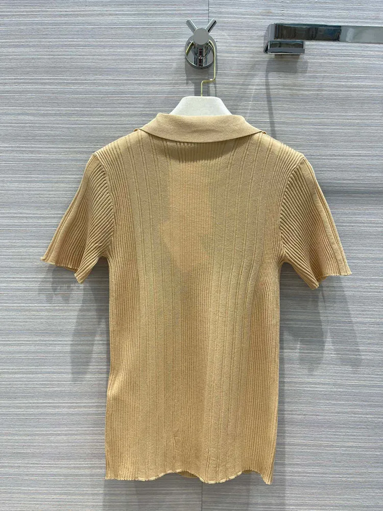 

spring/summer 2021 women's new temperament simple joker hollow slim linen short sleeve sweater