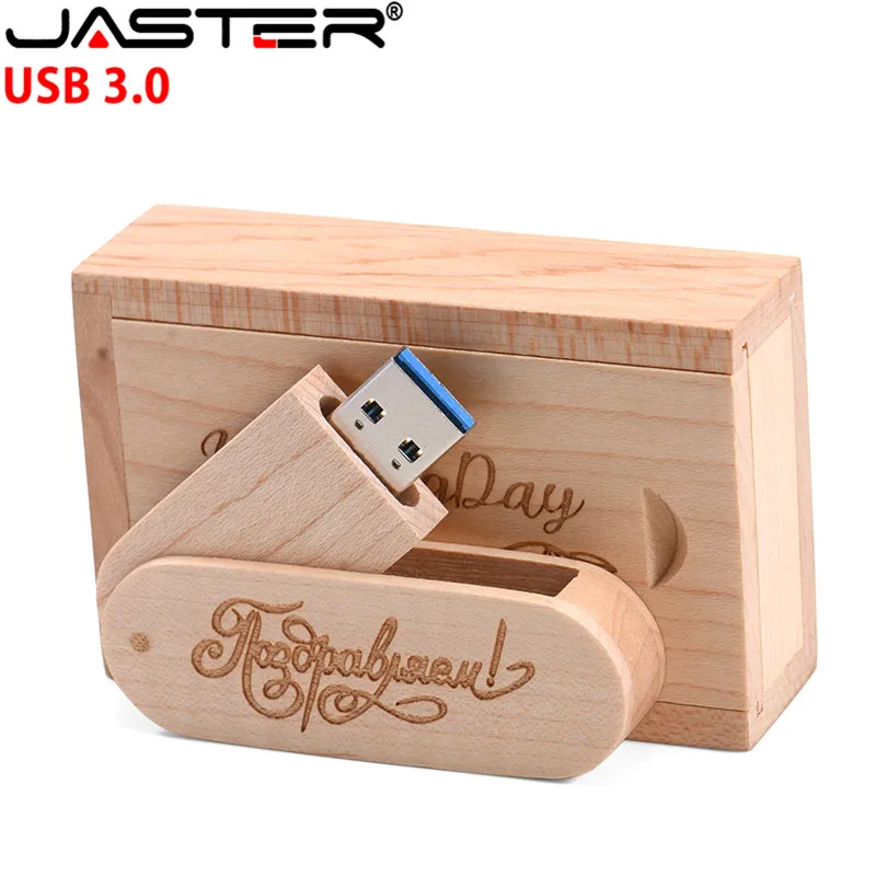 JASTER (более 1 шт. бесплатный логотип) деревянный USB3.0 + ручка накопитель в коробке 4