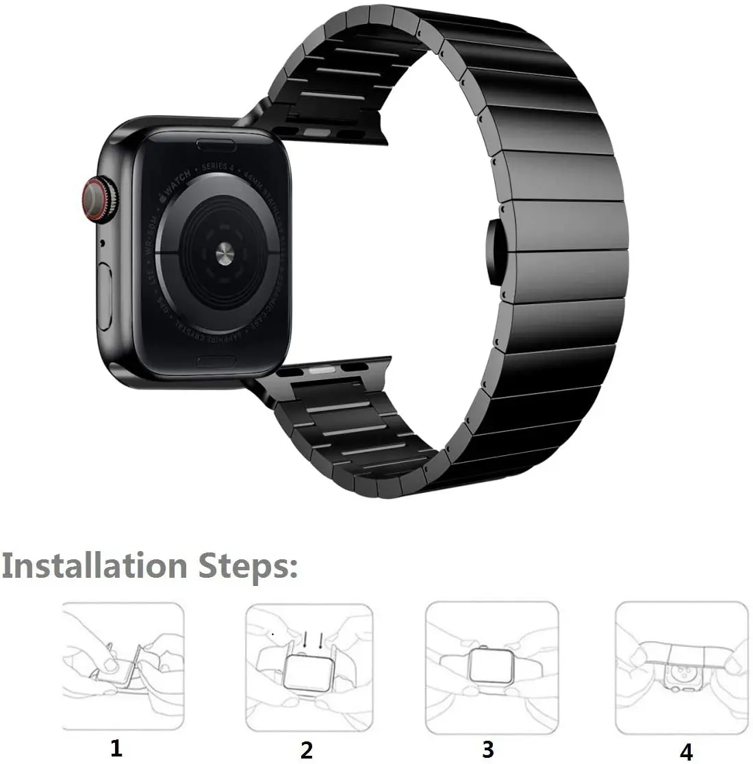 Strap for Apple Watch band 44mm 40mm 42mm 38mm 45 mm 41mm Butterfly buckle Stainless Steel Bracelet iWatch Series 8 7 5 4 3 se 6