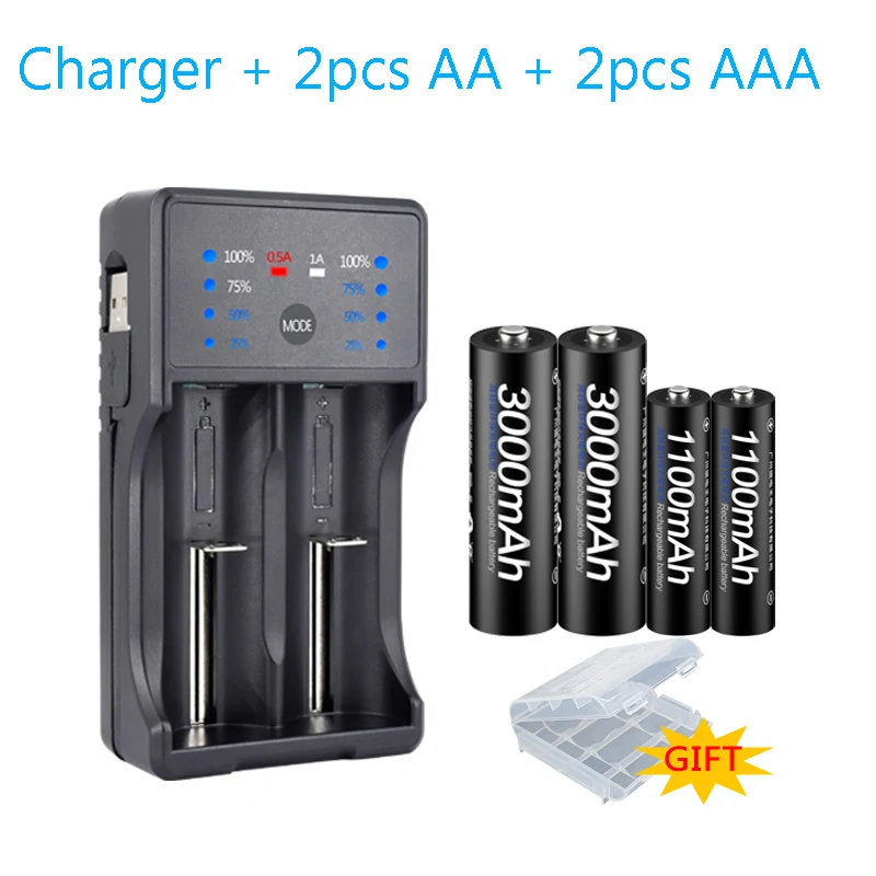 PALO! 2 шт. AA 2 шт. AAA Ni-MH nimh аккумуляторная батарея aa aaa батарея со светодиодным дисплеем зарядное устройство aa зарядное устройство - Цвет: 2 AA 2 AAA charger