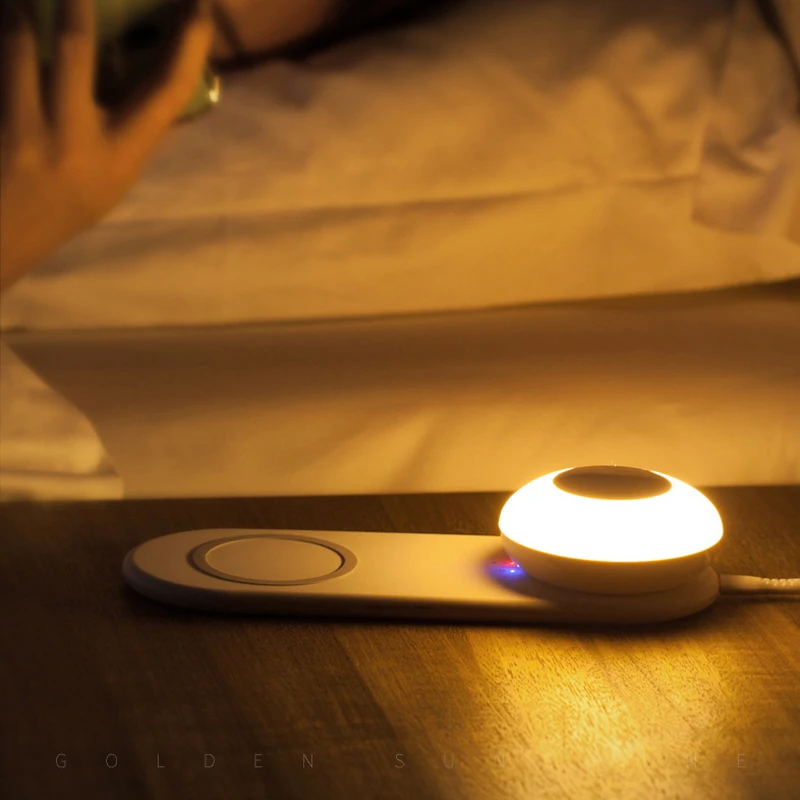bedside lamp with mobile phone wireless charging led desk lamp separate magnetic touch dimming creative night light for bedroom free global shipping