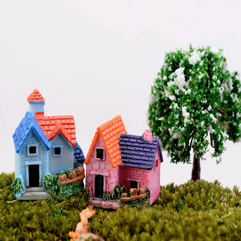 

1PCS Mini House villa Woodland Fairy Figurines Castle DIY Fairy Garden Miniatures Castles Terrarium Figurines