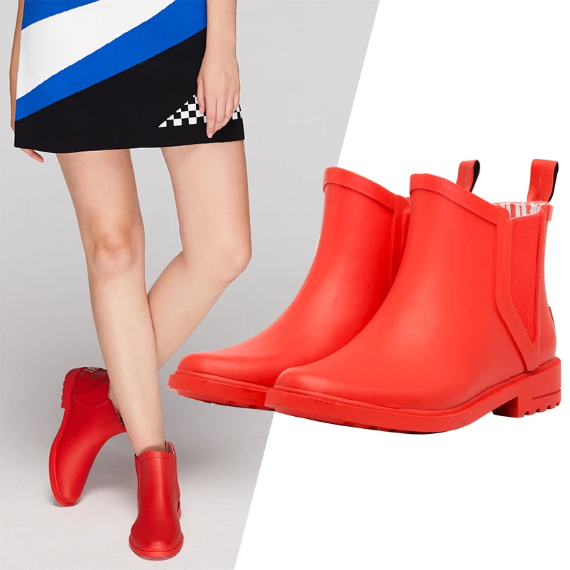 Сапоги резиновые женские короткие ботинки на дождливую погоду женская