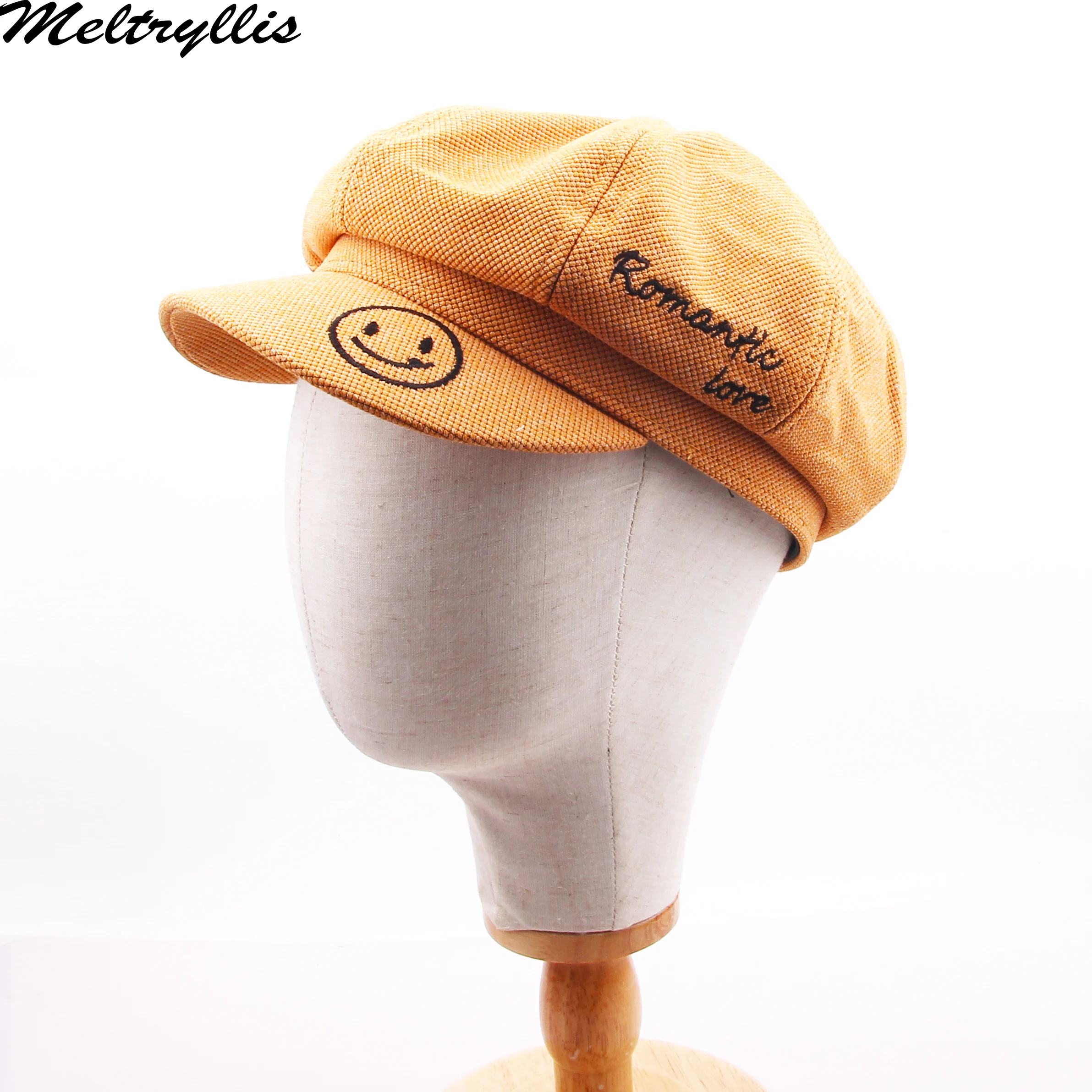 Новинка 2020 восьмиугольная шапка Meltryllis с улыбающимся лицом женская вышивкой букв