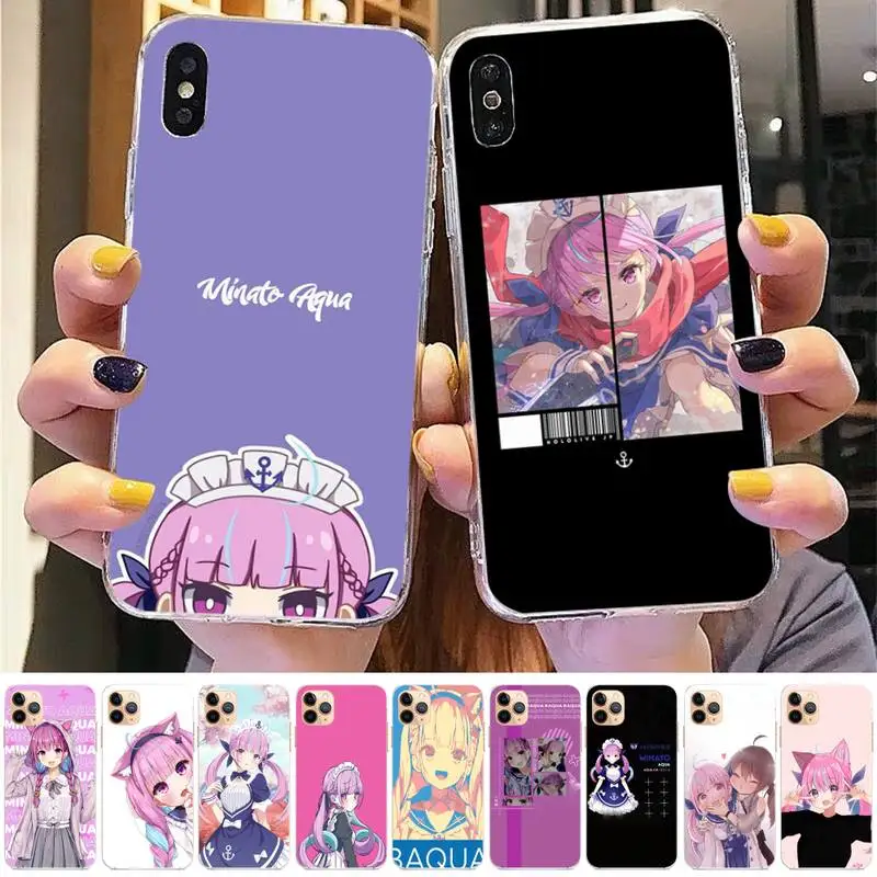

Minato Aqua Hololive anime Phone Case for iphone 13 11 12 mini pro XS MAX 8 7 6 6S Plus X 5S SE 2020 XR case