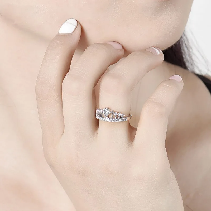 

New Products Fashion Shiny Crown Ring Women Engagement Jewelry Anniversary Gifts
