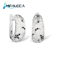 lmfaleca luxury silver eearrings for women 925 sterling silver jewelry small drop earring whit black zircon fine jewelry