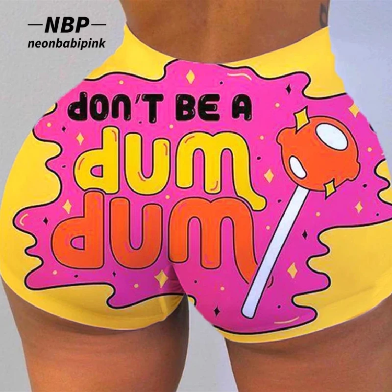 NEONBABIPINK с высокой талией закуски конфеты Шорты для Для женщин летнее платье