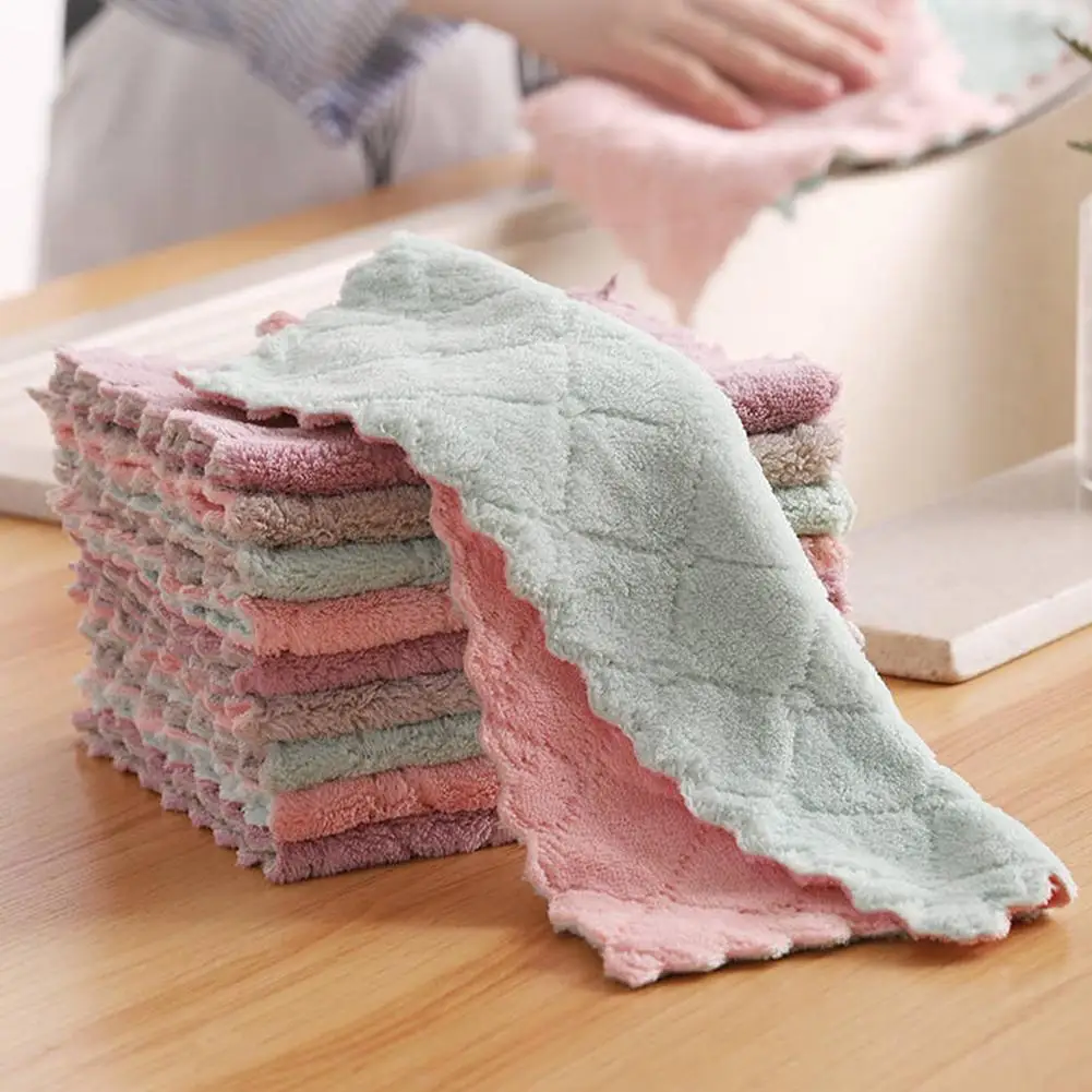 

5/10PCS Microfiber Towel Absorbent Kitchen Cleaning Cloths Non-stick Oil Dish Towel Rags Napkins Tableware Household Cleaning