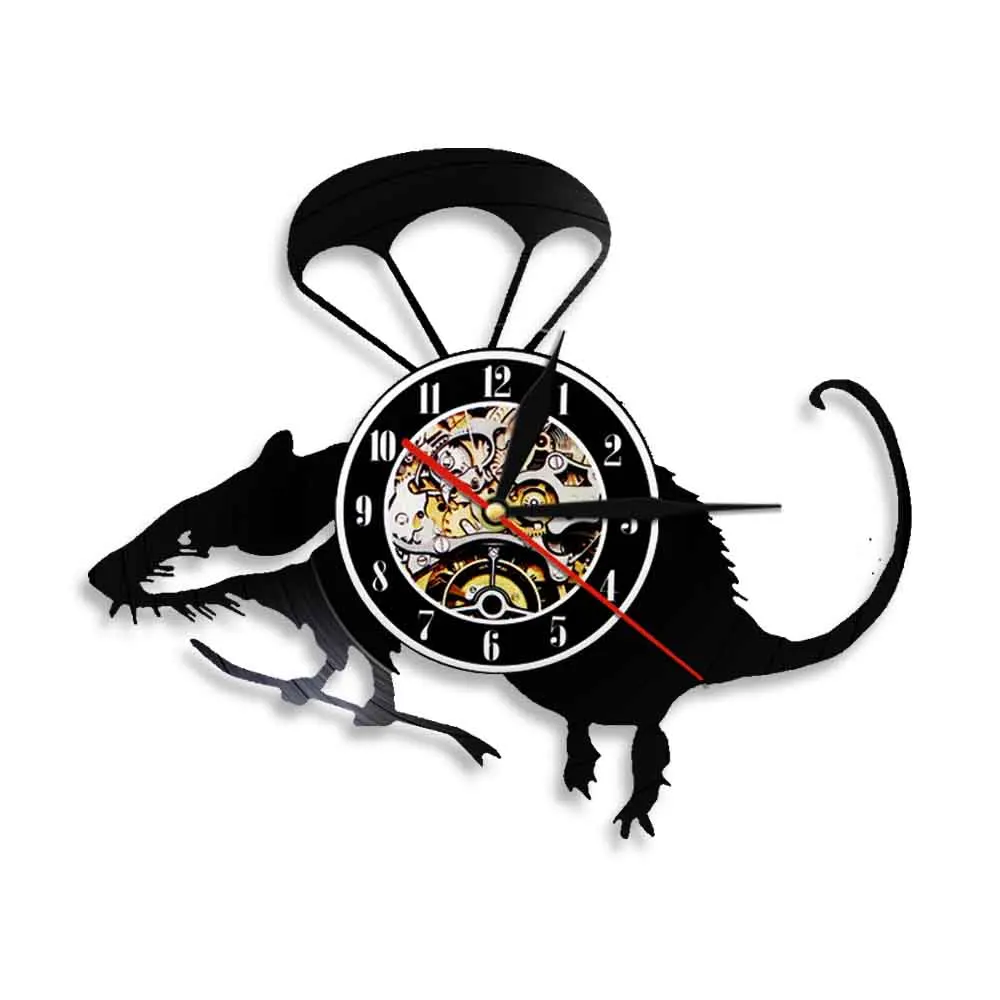 

Animal Vinyl Clock Cute Mouse Cheese Game Vinyl Record Hanging Clock Decorative Clock