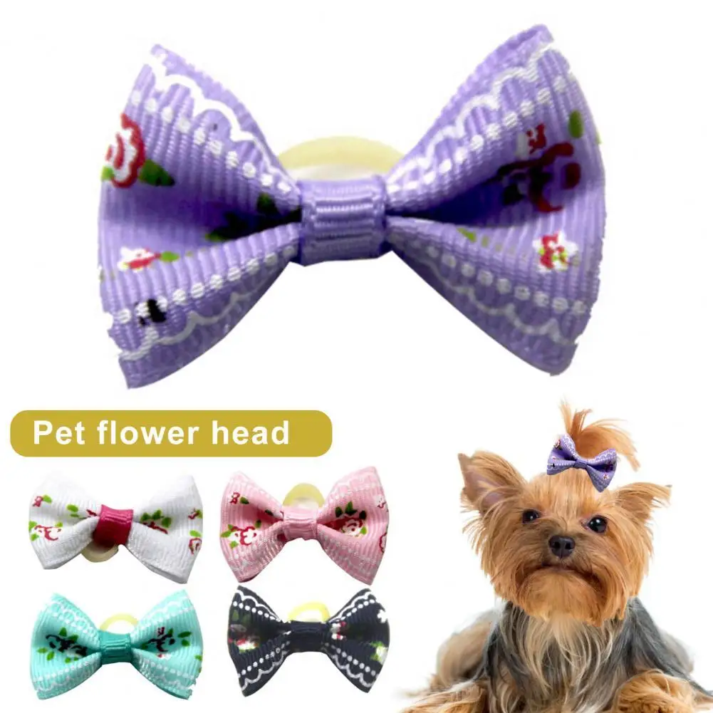 

5Pcs Beautiful Multiple Colors Lovely Cute Pet Dogs Bowknot Hair Rope for Festival Dogs Hair Ties Pet Hair Accessories