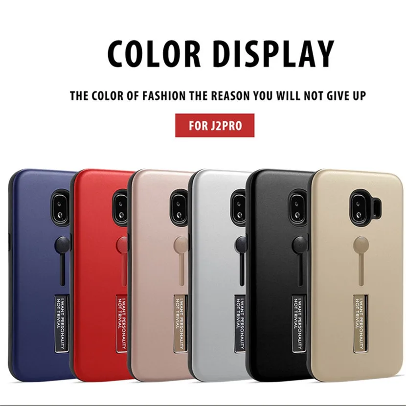 UPaitou Shockproof Case for Samsung Galaxy J8 J7 Duo J6 J4 J2 Pro 2018 Prime Plus Core Metal Ring Stand Rubber Back Cover |