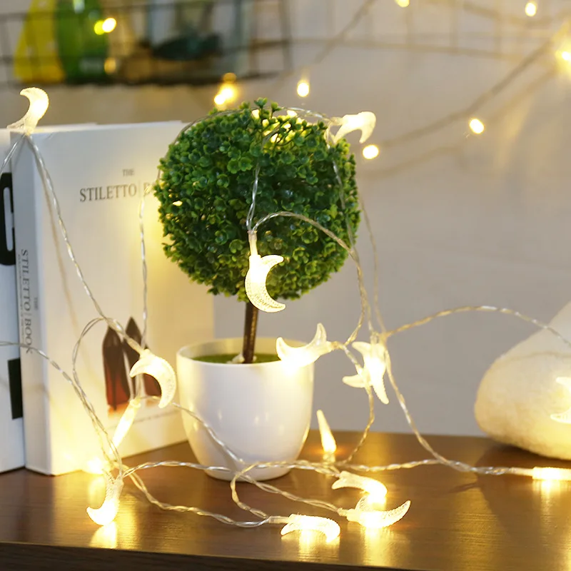 BTgeuse Moon LED String Fairy Night Lights for Christmas Party DIY Decoration Lamp 3M 2M Battery Powered Garland | Освещение