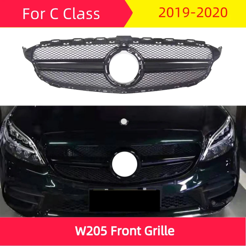 

W205 2019 C Class front grille for C180 C200 C300 bumper front grill ABS not fit C63 car styling