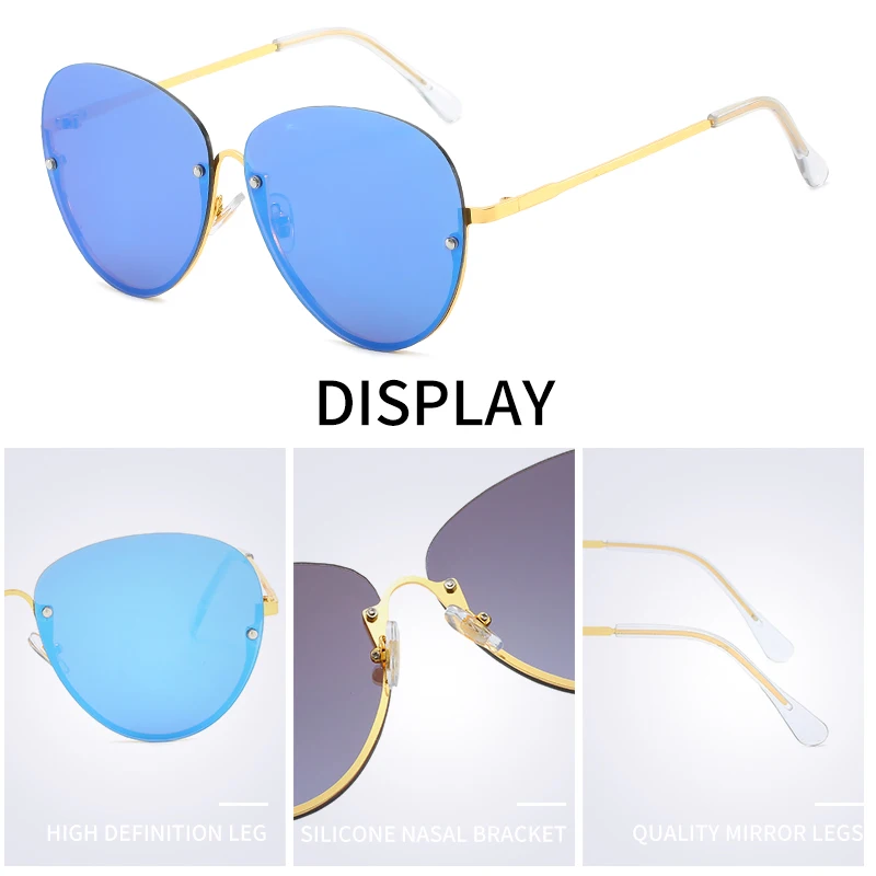 Ретро солнцезащитные очки без оправы для женщин и мужчин овальная оправа