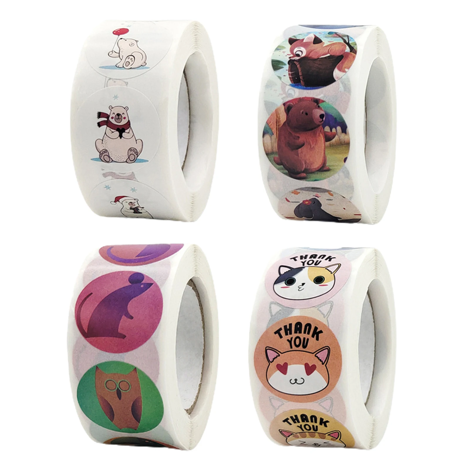 

Kids Cartoon Animal Sticker Roll 500-Count Stickers Round Teacher Encouragement Motivational Lable Sticker for Teacher Stickers