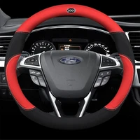genuine leather car steering wheel cover 15 inch38cm for ford ranger fiesta f 150 everest mustang kuga ecosport escort escape