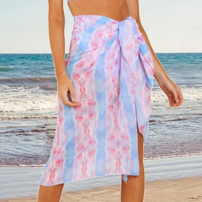 

Summer Swimsuit Cover Up 2021 Women Printed Beach Wrap Skirt Swimwear Bikini Cover-Ups Microfiber Bath Towels