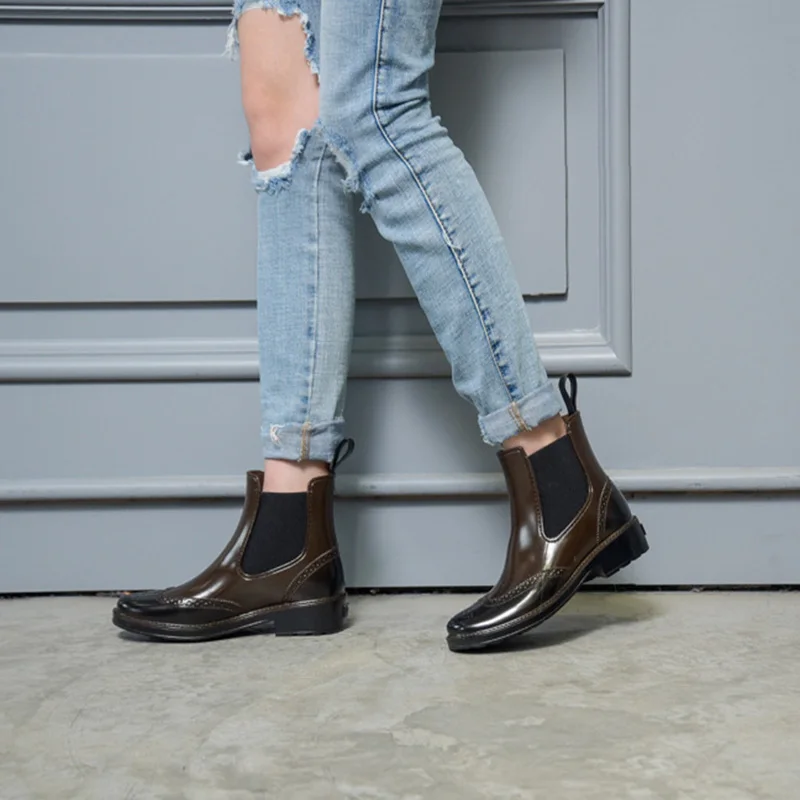 

Women Boots Ankle Winter Leather Shoes Chelsea Chunky Point Toe Comfortable Fashion Autumn Boots Chunky Female Thick Heels