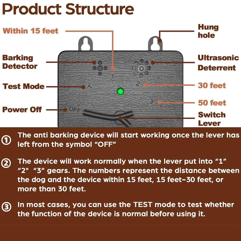 

Anti Barking Devices, Rechargeable Ultrasonic Dog Bark Control Device Waterproof Outdoor Use Safety Dog Repellent Device