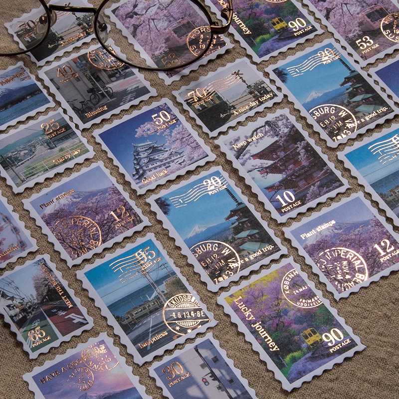 

30pcs/pack Vintage Bronzing Stamp Style for Decoration Scrapbooking Stickers LOMO Cards School Stationery Material stickers
