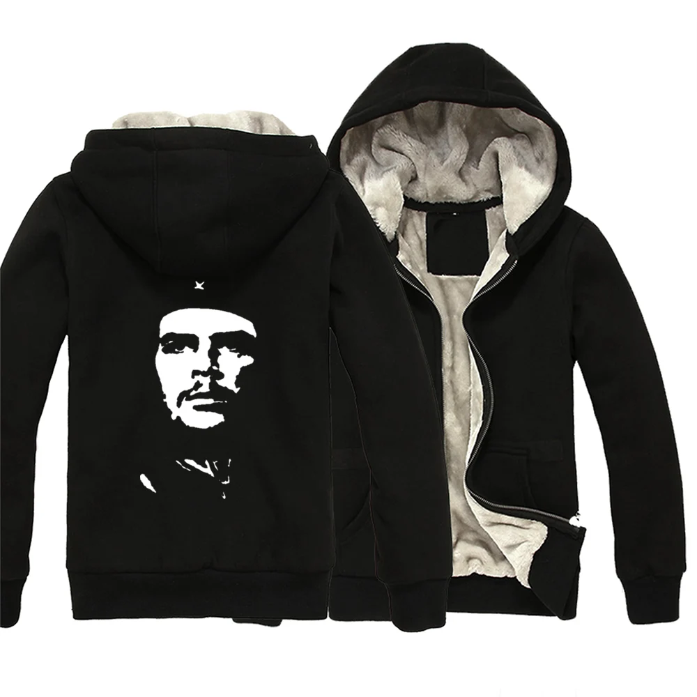 

Che Guevara head portrait Woman Girl Parkas thick hooded pockets full zipper cotton polyester Plus Velvet Beret Pentagram ZIIART