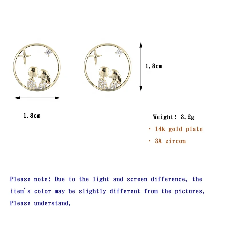 

ONYSS Korean Style Valentine's Day Gift S925 Silver Pin CZ Zircon Stud Earrings for Woman 2021