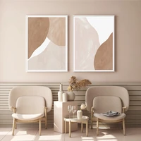 fashionable beige brown abstract geometric canvas painting wall art prints poster picture for gallery living room home decor