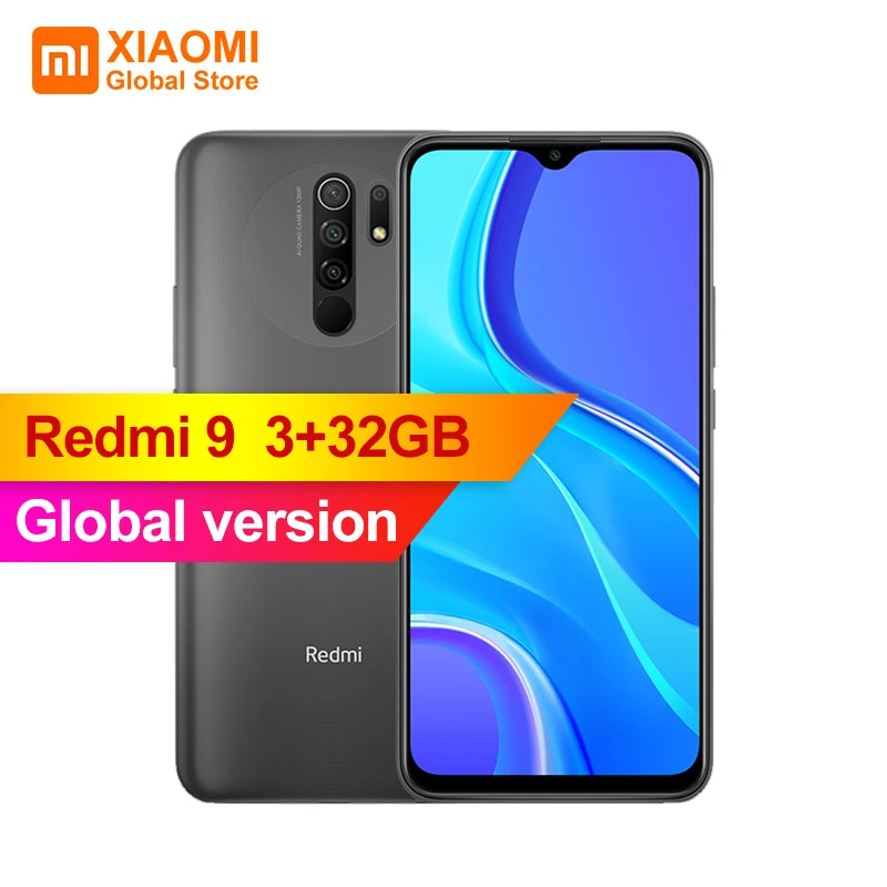 Оригинальная глобальная версия смартфона Xiaomi Redmi 9 3 ГБ 32 Helio G80 13MP + 8MP камера 6 53