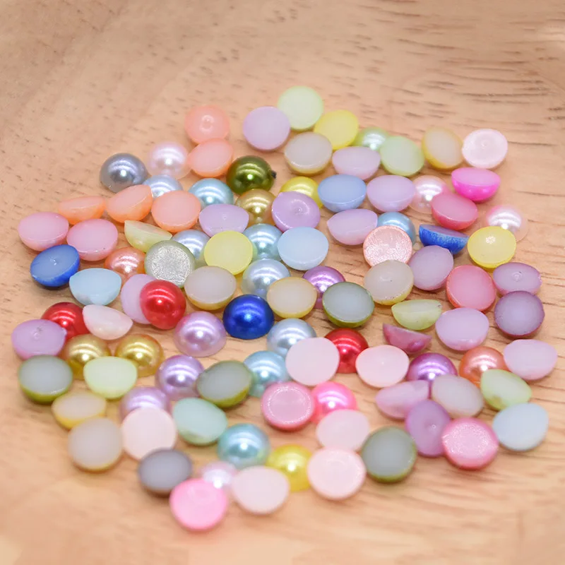 500 шт./лот 6 мм полукруглые плоские разноцветные акриловые бусины с имитацией
