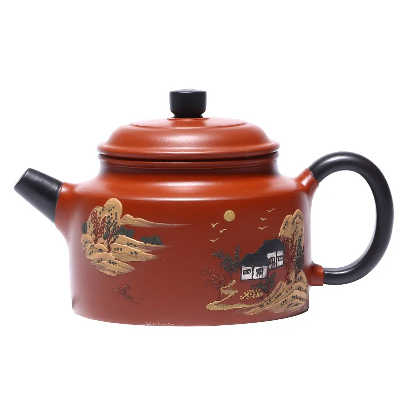 

Yixing Zisha teapot raw material vermilion clay Dahongpao double color Dezhong teapot handmade teapot