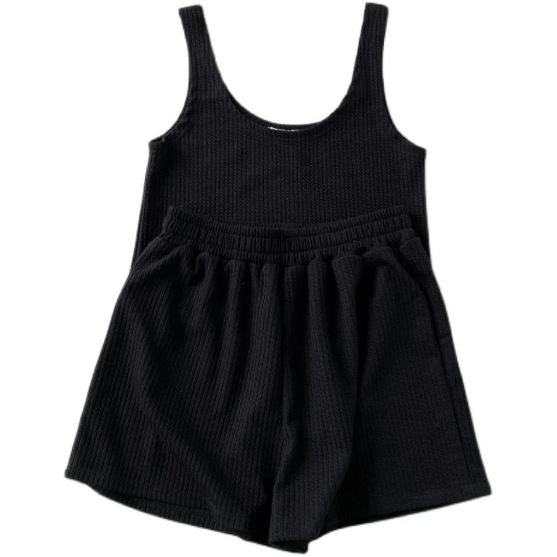 Женская пижама черная одежда для сна домашняя комплект из 2 предметов пижамы