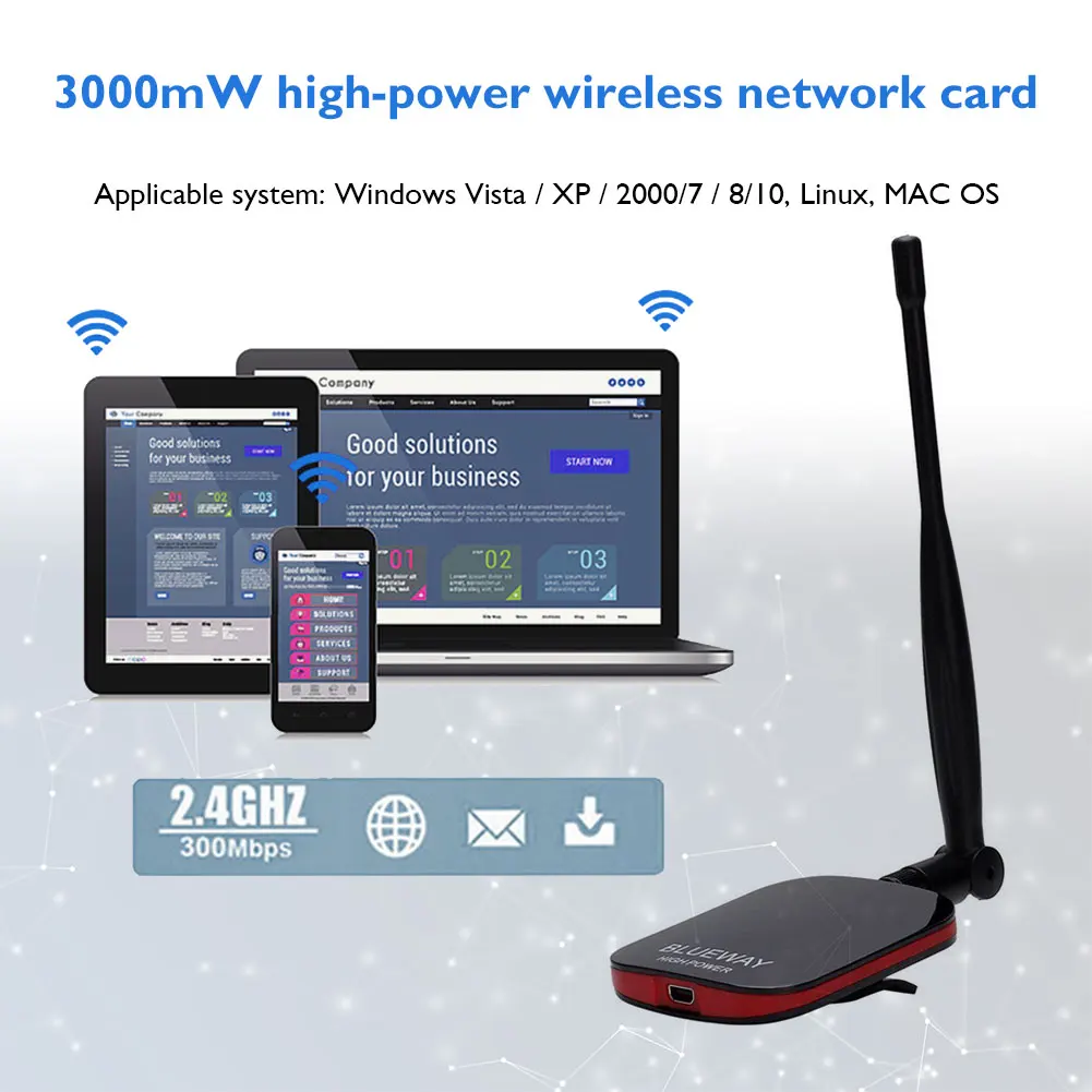 

USB WiFi Portable Adapter Dongle Network Card 2.4Hz Wireless Wi-Fi Receiver for Computer with USB 2.0 Interface