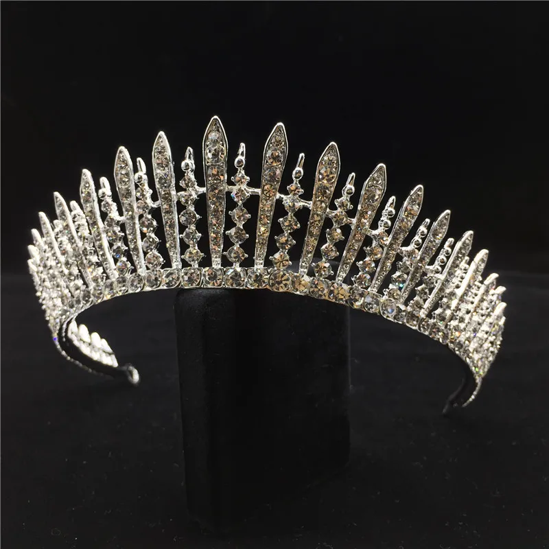 Благородная Посеребренная тиара принцессы королевы свадебная Корона Стразы для