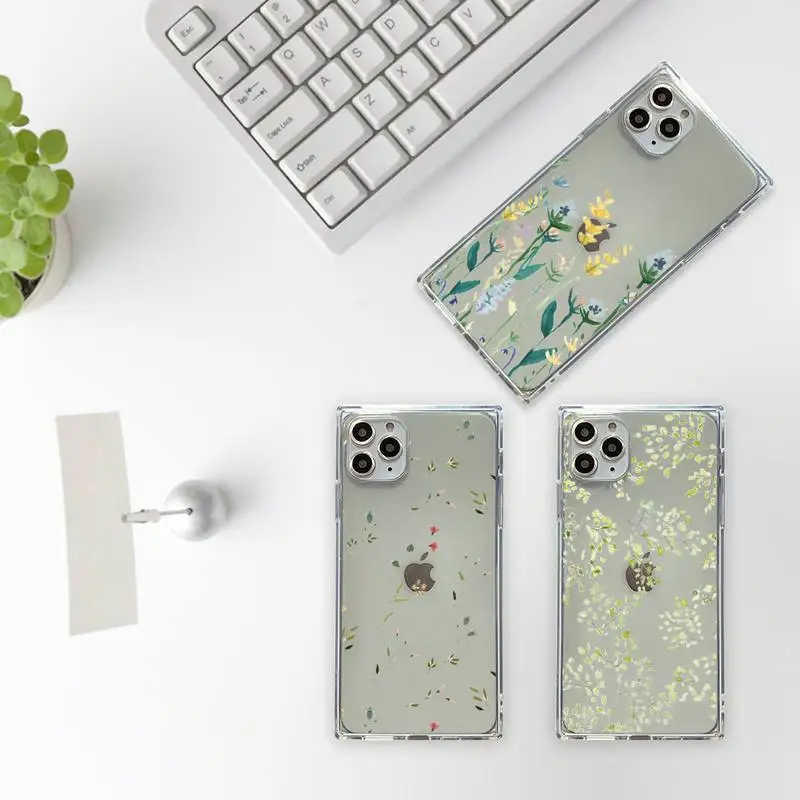 

Watercolor plants with flowers Phone Case Transparent for iPhone 7 8 11 12 se 2020 mini pro X XS XR MAX Plus