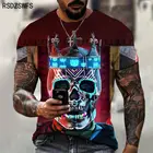 Футболка мужская с круглым вырезом, модная дизайнерская тенниска с 3D-принтом черепа и короны, майка оверсайз с коротким рукавом, 5XL, на лето