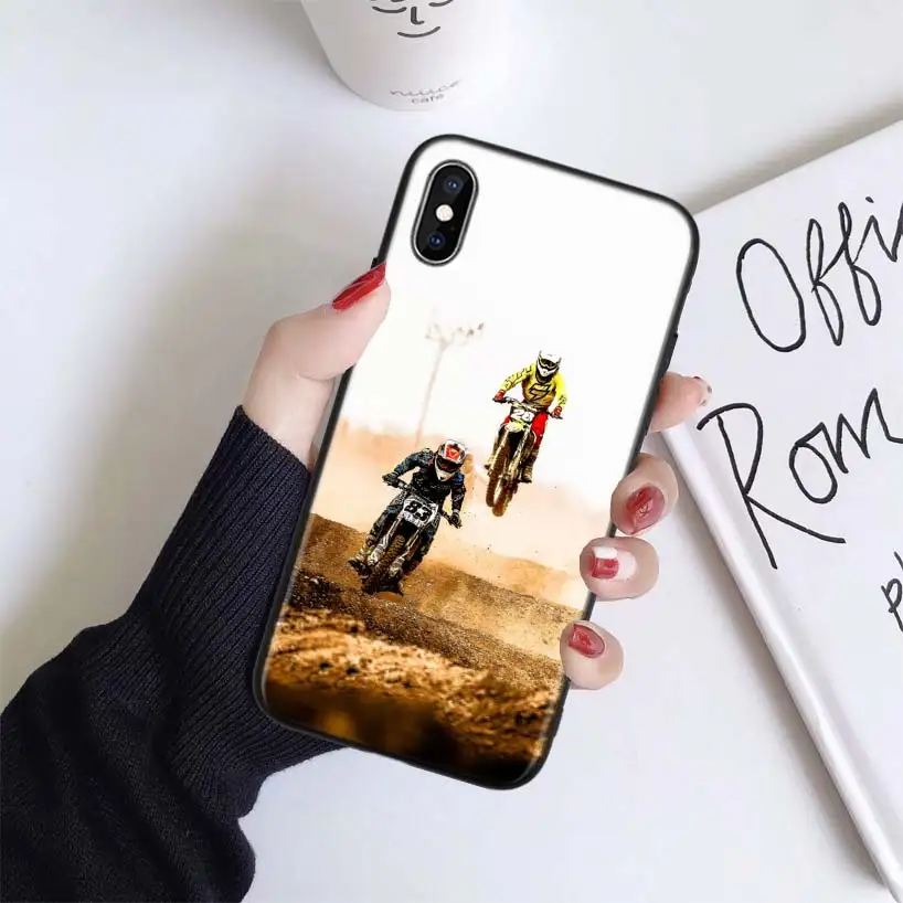 Moto cross dirtbikes чехол для Apple iphone 11 Pro XR XS Max X 7 8 6S Plus 5 5S SE Черный силиконовый чехол для телефона