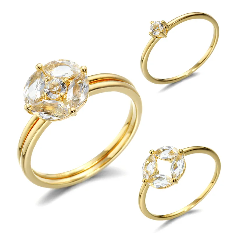 925 пробы серебряные ювелирные изделия топаз кольца набор для женщин натуральный